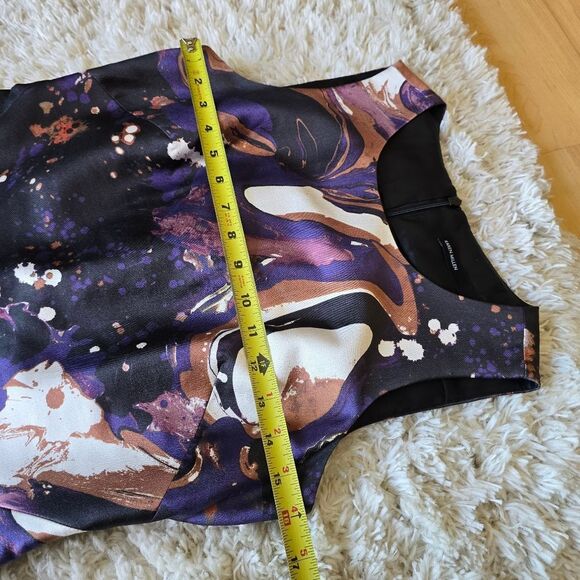 Karen Millen 6 Modern Marble Shift Mini Dress Silk Blend Sleeveless Cocktail - Picture 7 of 9